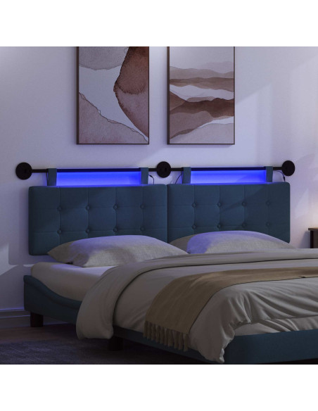 Testiera sospesa Con luce LED Blu Tessuto