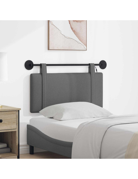 Testiera sospesa Con luce LED Grigio Scuro Tessuto