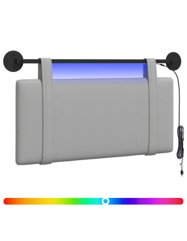 Testiera sospesa Con luce LED Grigio Nuvola Tessuto