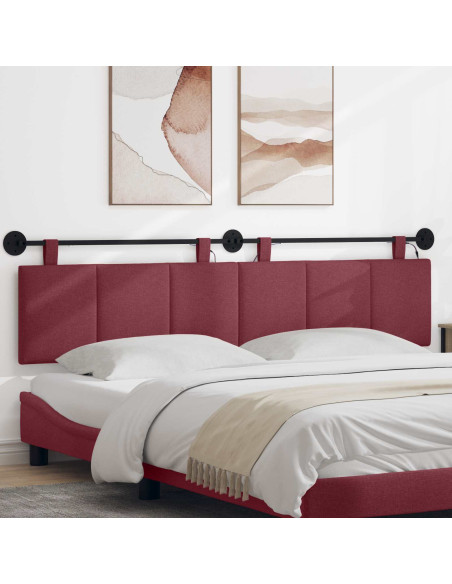 Testiera sospesa Con luce LED Rosso Vino Tessuto