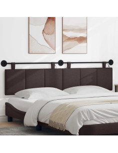 Testiera sospesa Con luce LED Marrone Scuro Tessuto