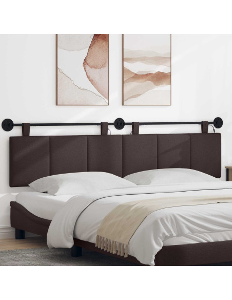 Testiera sospesa Con luce LED Marrone Scuro Tessuto