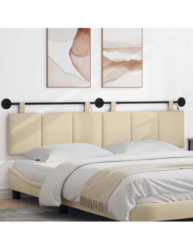 Testiera sospesa Con luce LED Crema Tessuto