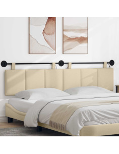 Testiera sospesa Con luce LED Crema Tessuto 2
