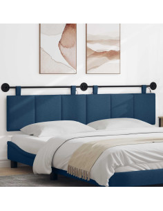Testiera sospesa Con luce LED Blu Tessuto
