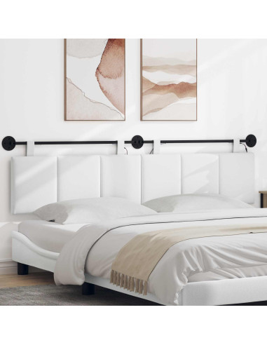 Testiera sospesa Con luce LED Bianco Tessuto