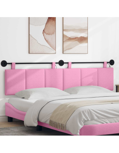 Testiera sospesa Con luce LED Rosa Tessuto