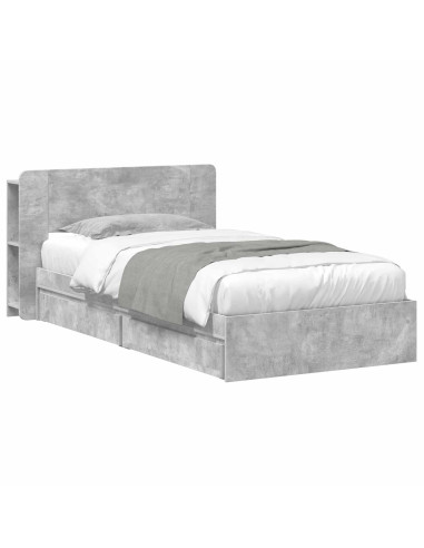 Telaio del letto con storage Grigio Cemento 75 x 190 cm