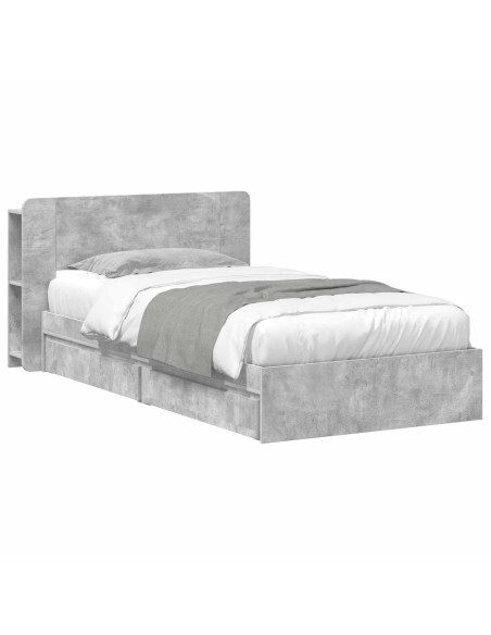 Telaio del letto con storage Grigio Cemento 75 x 190 cm