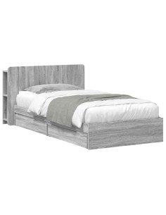 Telaio del letto con storage Sonoma grigio 75 x 190 cm