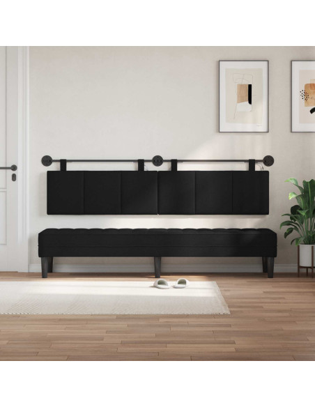 Testiera sospesa Con luce LED Nero Tessuto