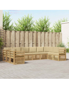 Set divano sezionale 10 pcs Bianco e Beige 363 x 185,5 x 73 cm
