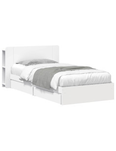 Telaio del letto con storage con cassetto Bianco 75 x 190 cm
