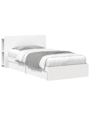 Telaio del letto con storage con cassetto Bianco 75 x 190 cm