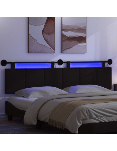 Testiera sospesa Con luce LED Nero Tessuto