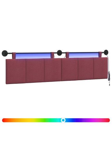 Testiera sospesa Con luce LED Rosso Vino Tessuto