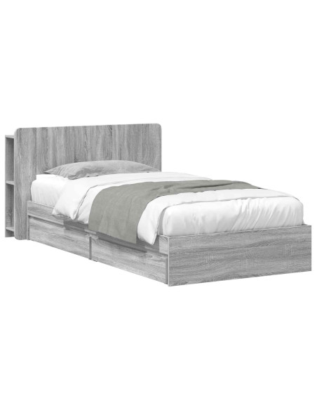 Telaio del letto con storage Sonoma grigio 90 x 190 cm