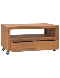 Mobile Porta TV con Ruote 80x50x42 cm in Legno Massello di Teak