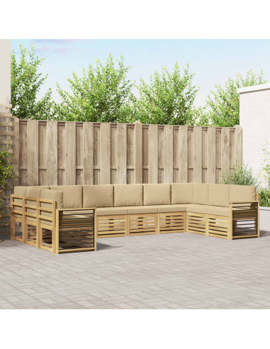 Set divano sezionale 10 pcs Bianco e Beige 363 x 187,5 x 73 cm