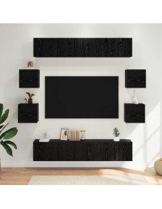 Set mobile TV 8 pcs 80 x 30 x 30 cm Rovere Nero