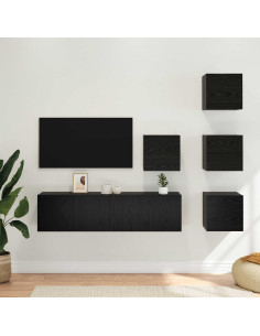 Set mobile TV 6 pcs 60 x 30 x 30 cm Rovere Nero