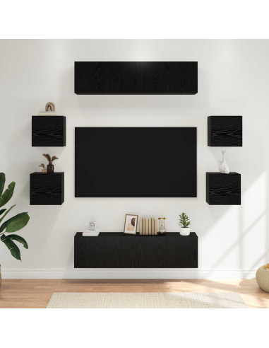 Set mobile TV 8 pcs 120 x 30 x 30 cm Rovere Nero