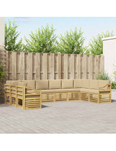 Set divano sezionale 10 pcs Bianco e Beige 363 x 185,5 x 73 cm