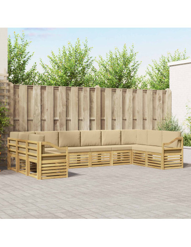 Set divano sezionale 10 pcs Bianco e Beige 363 x 185,5 x 73 cm