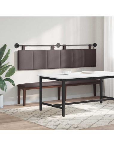 Testiera sospesa Con luce LED Marrone Scuro Tessuto