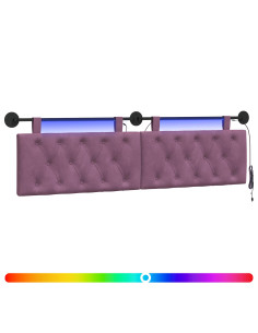 Testiera sospesa Con luce LED Viola Velluto 2