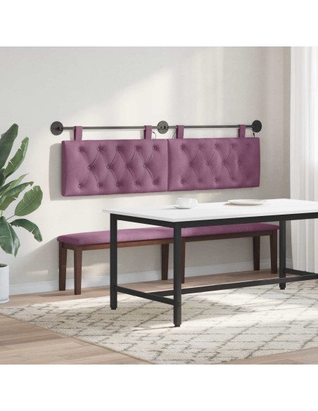 Testiera sospesa Con luce LED Viola Velluto