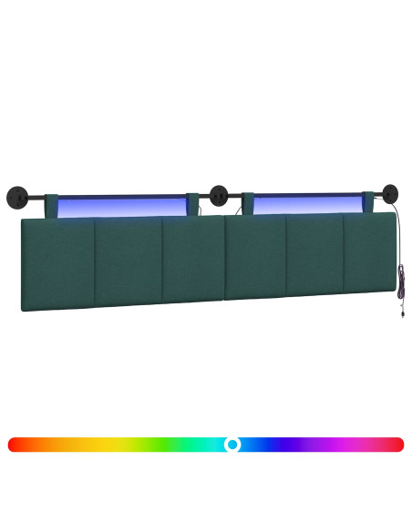 Testiera sospesa Con luce LED Verde Scuro Tessuto