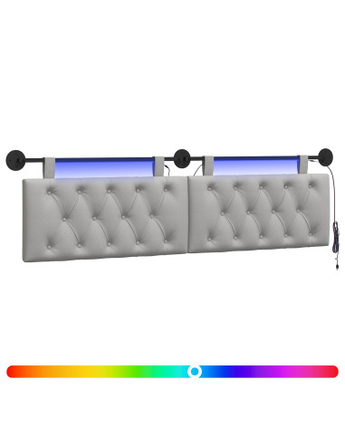Testiera sospesa Con luce LED Grigio Nuvola Tessuto