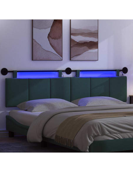 Testiera sospesa Con luce LED Verde Scuro Tessuto