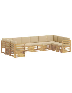 Set divano sezionale 10 pcs Bianco e Beige 363 x 185,5 x 73 cm 2