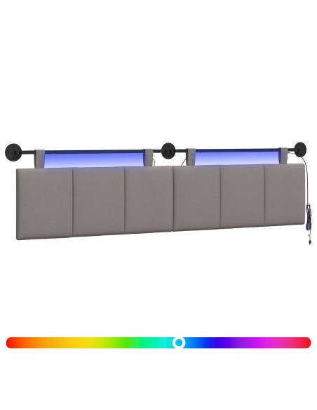 Testiera sospesa Con luce LED Tortora Tessuto