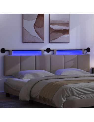 Testiera sospesa Con luce LED Tortora Tessuto