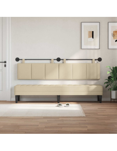 Testiera sospesa Con luce LED Crema Tessuto