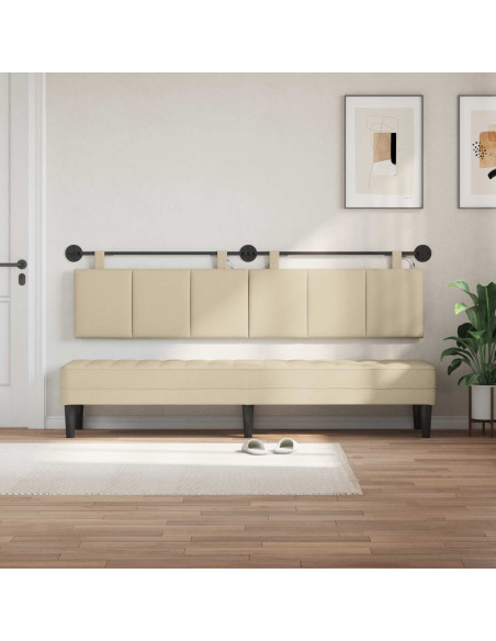 Testiera sospesa Con luce LED Crema Tessuto