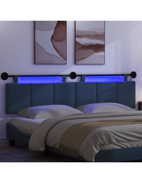 Testiera sospesa Con luce LED Blu Tessuto