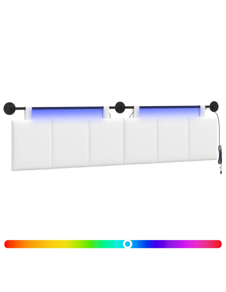 Testiera sospesa Con luce LED Bianco Tessuto