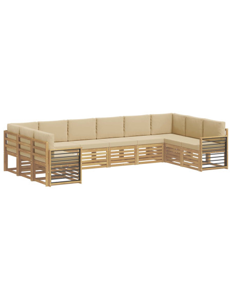 Set divano sezionale 10 pcs Bianco e Beige 363 x 187,5 x 73 cm
