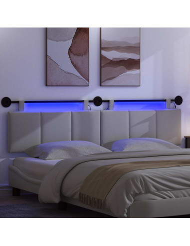 Testiera sospesa Con luce LED Bianco Tessuto