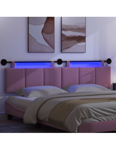 Testiera sospesa Con luce LED Rosa Tessuto