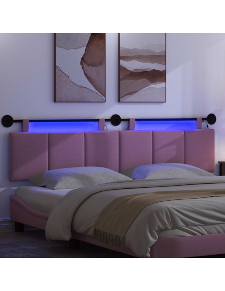 Testiera sospesa Con luce LED Rosa Tessuto
