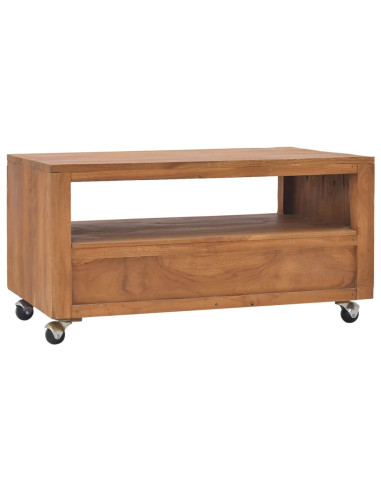 Mobile Porta TV con Ruote 80x50x42 cm in Legno Massello di Teak