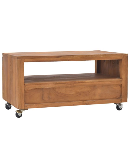 Mobile Porta TV con Ruote 80x50x42 cm in Legno Massello di Teak