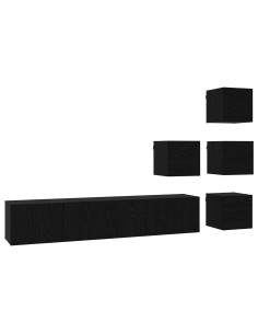 Set mobile TV 6 pcs 80 x 30 x 30 cm Rovere Nero 2