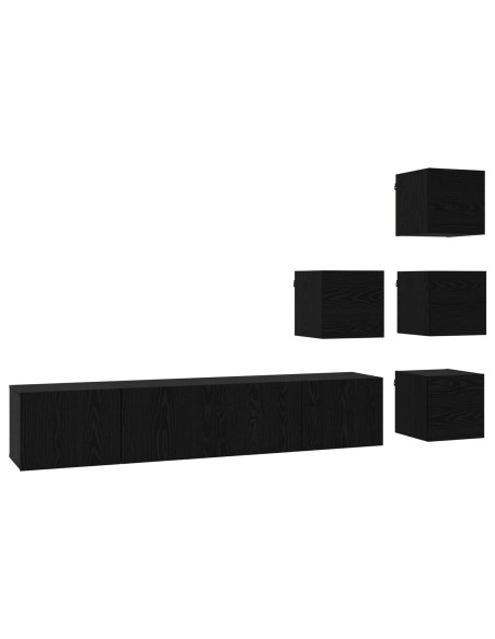 Set mobile TV 6 pcs 80 x 30 x 30 cm Rovere Nero