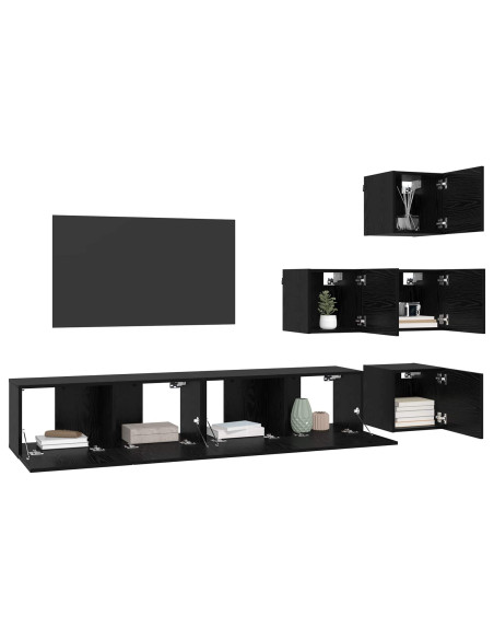 Set mobile TV 6 pcs 80 x 30 x 30 cm Rovere Nero